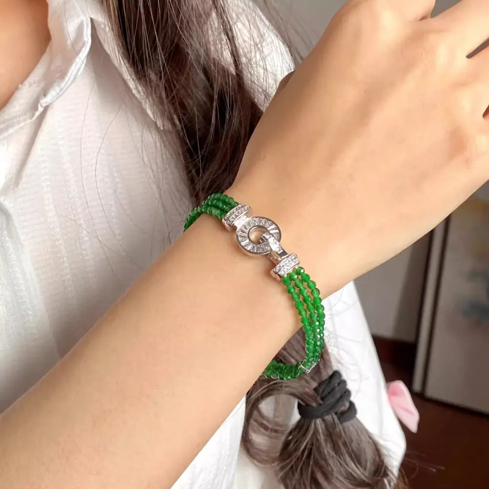 Natural Guatemalan Jadeite Beads Bracelet - Bright Green