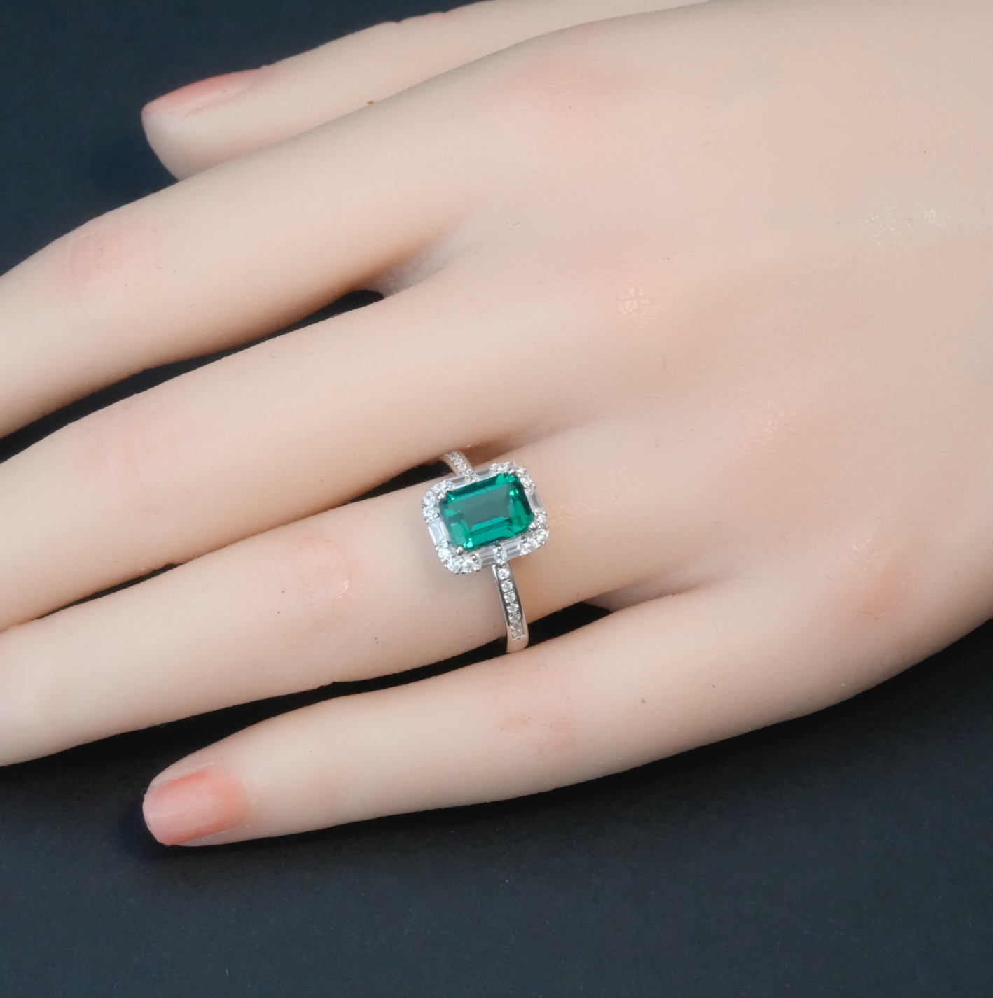 1.23ct Rectangular Emerald Ring