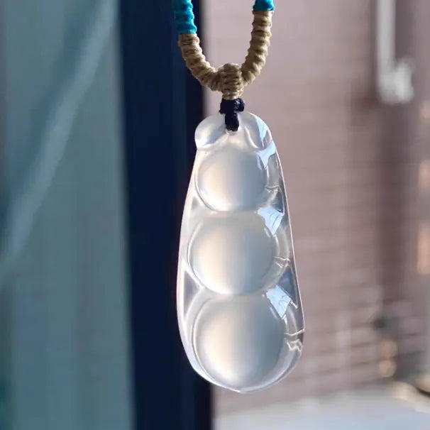 Natural Icy Natural Agate Pendant - Beans