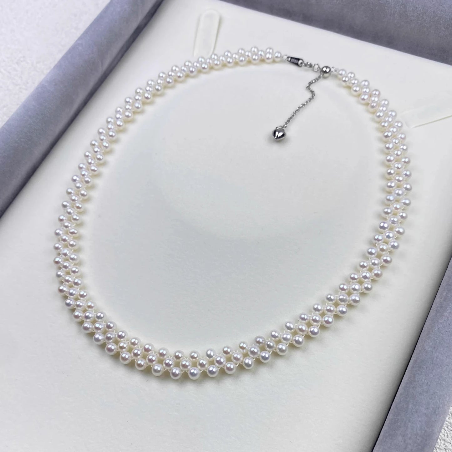 Layered Style High Luster Natural Pearls Choker Necklace - Weaved Style