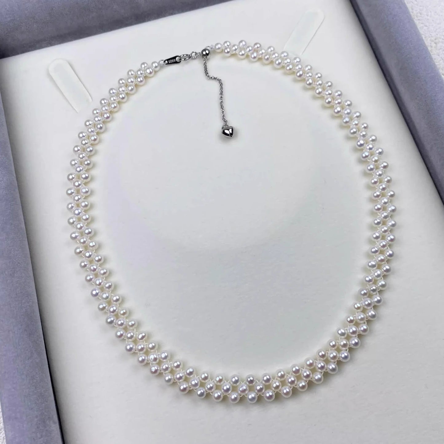 Layered Style High Luster Natural Pearls Choker Necklace - Weaved Style