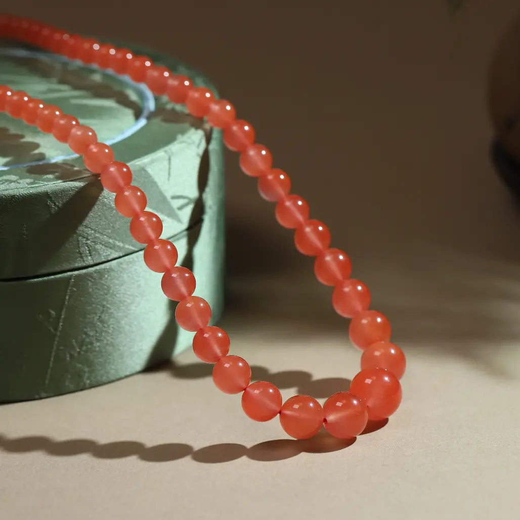 South Red Agate Necklace - Light Cherry Color