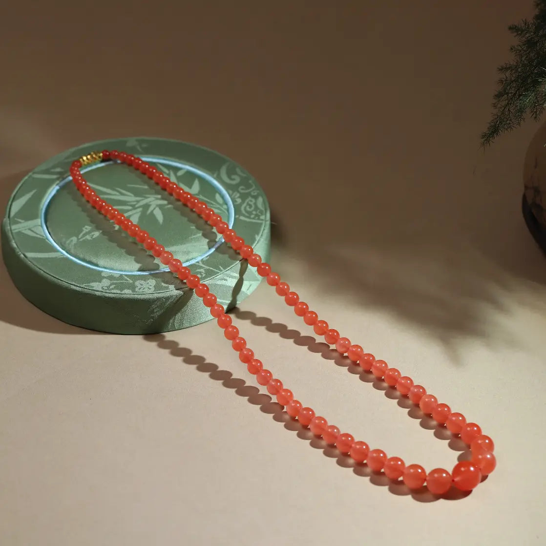 South Red Agate Necklace - Light Cherry Color