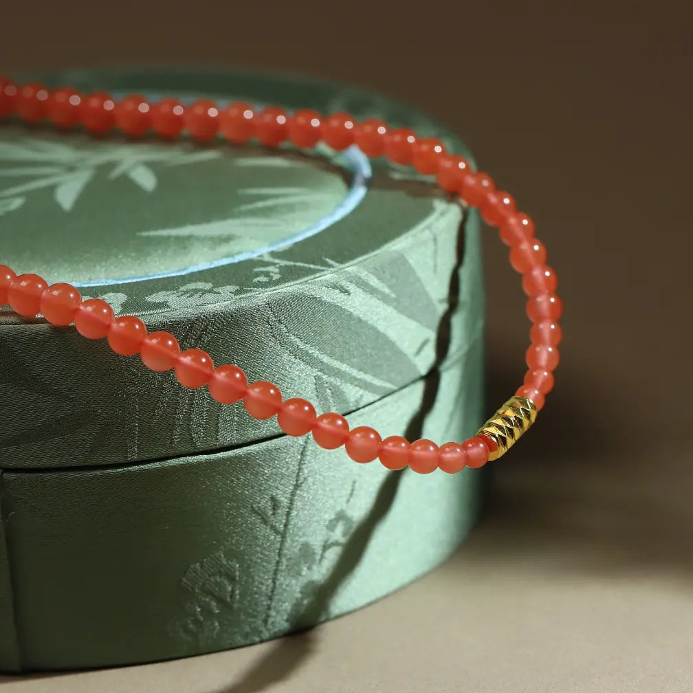South Red Agate Necklace - Light Cherry Color