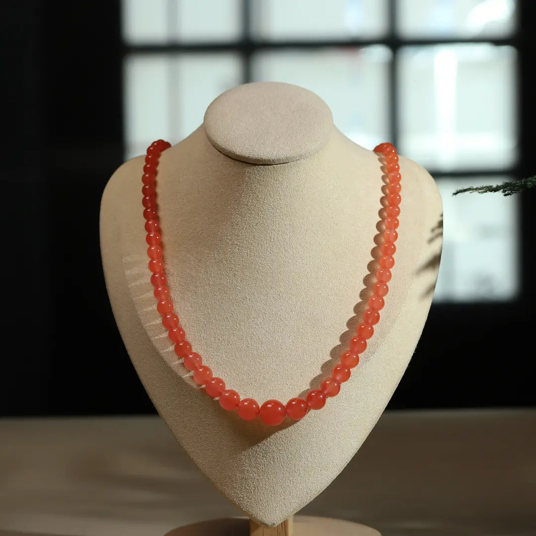South Red Agate Necklace - Light Cherry Color