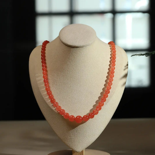 South Red Agate Necklace - Light Cherry Color