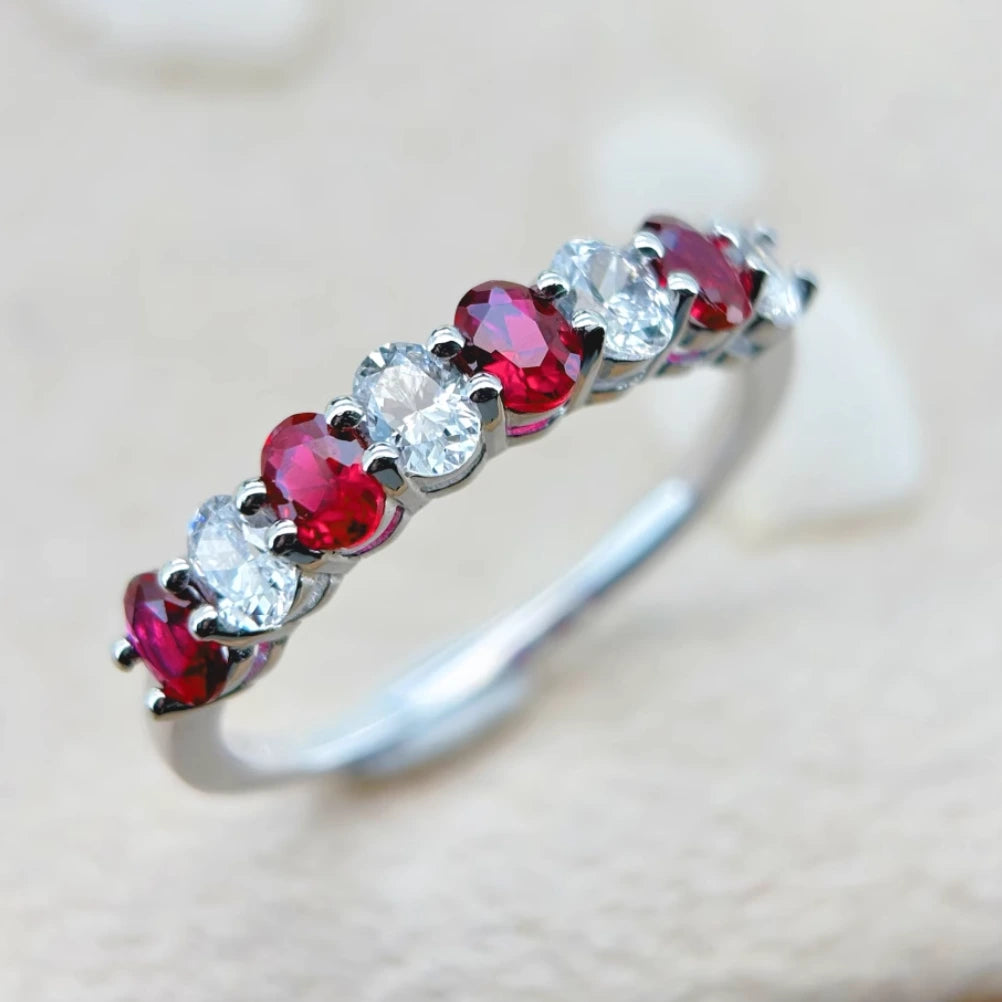 Ruby and White Zircon Eternity Ring