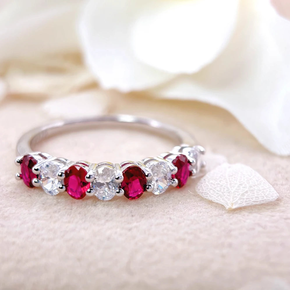 Ruby and White Zircon Eternity Ring