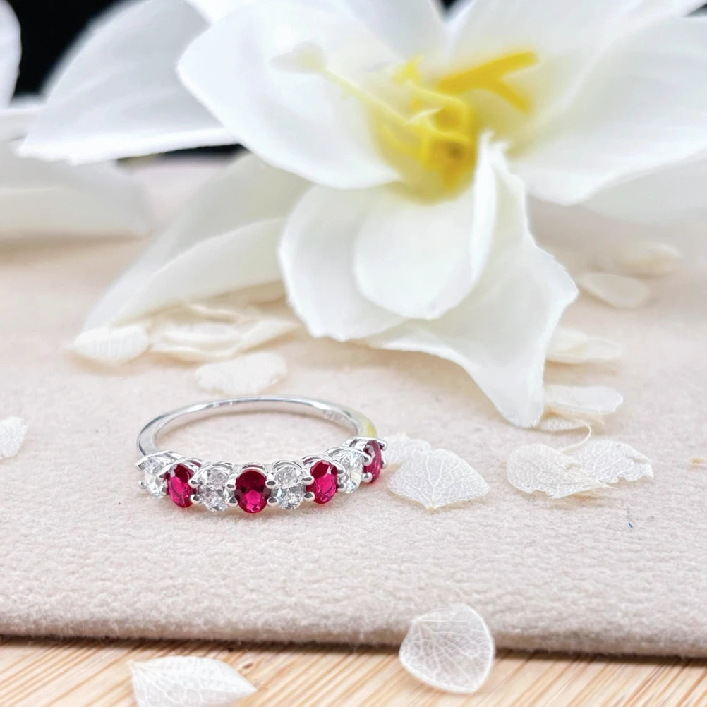 Ruby and White Zircon Eternity Ring