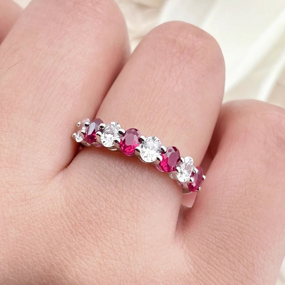 Ruby and White Zircon Eternity Ring