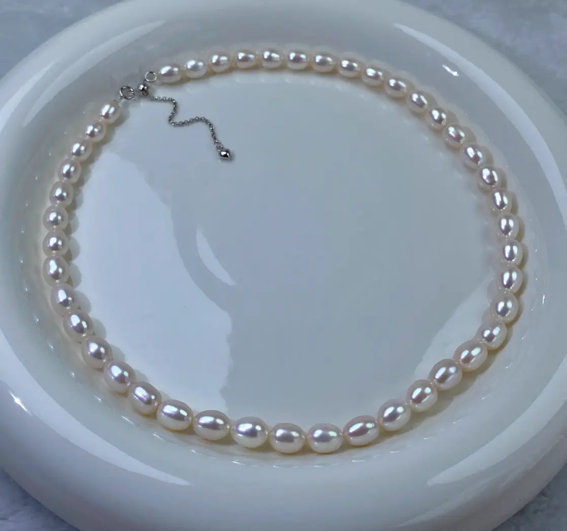 Freshwater Rice Pearls Necklace - Pearl white