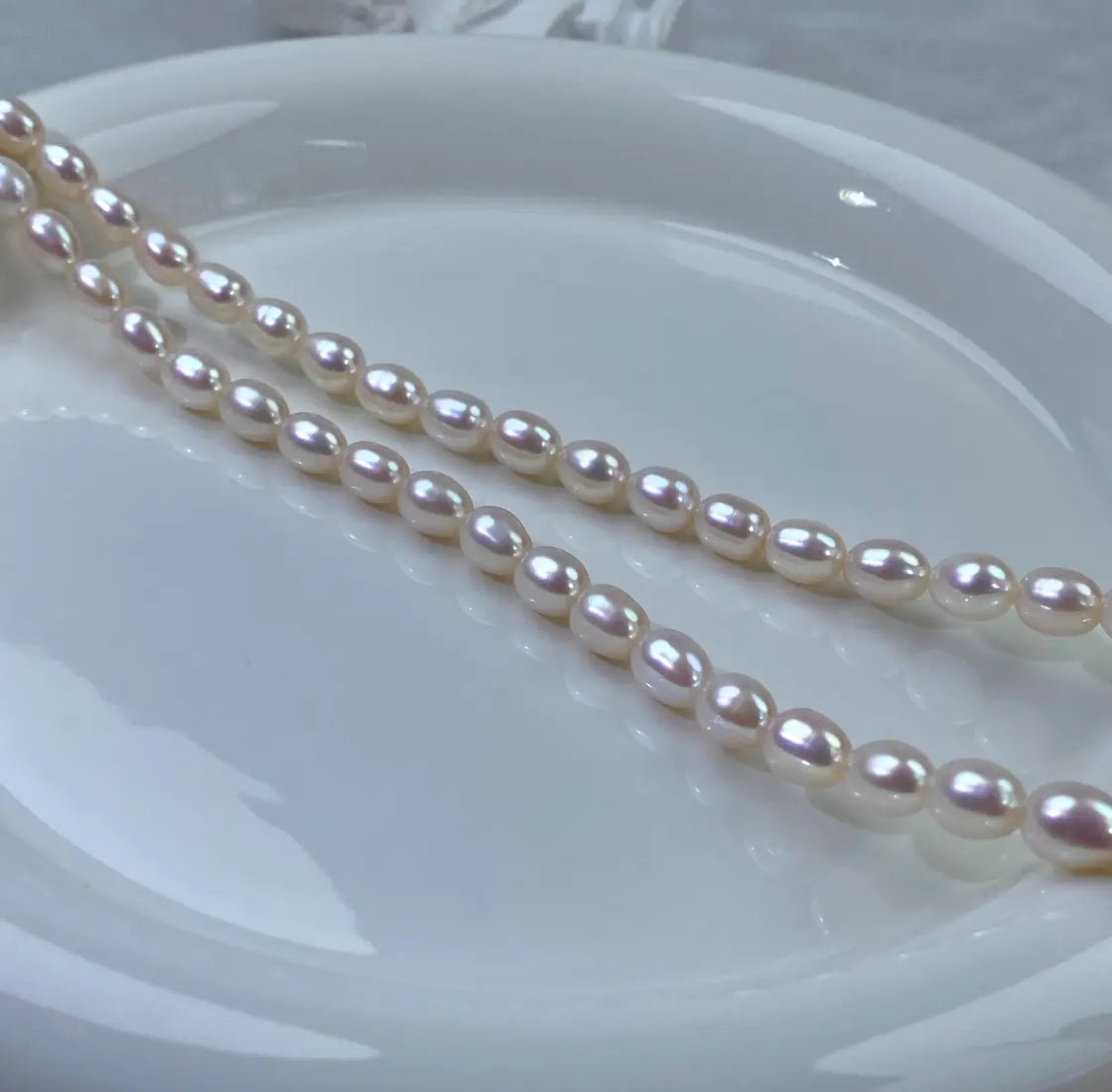 Freshwater Rice Pearls Necklace - Pearl white
