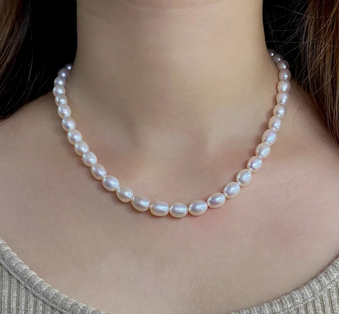 Freshwater Rice Pearls Necklace - Pearl white